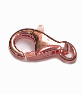 Karabinerhaken 8 mm 925 Silber vergoldet, rose- vergoldet, rhodiniert Verschluss Armband- Kettenverschluss