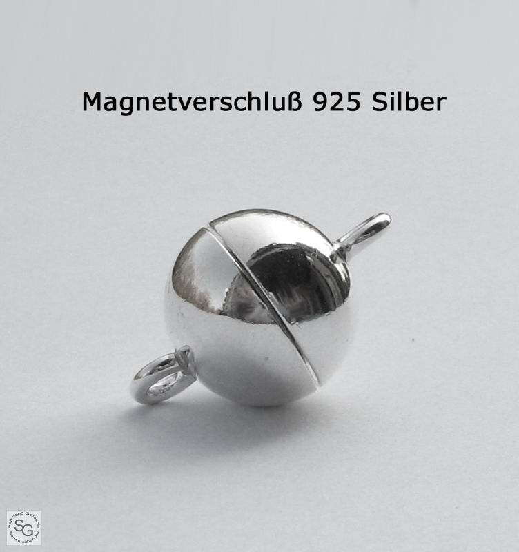 Damen Kette Magnetschliesse Federring Magnet Verschluss Versilbert 8 mm