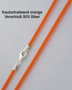 Kautschukkette orange Kautschukband 925 Silber