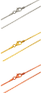 Silberkette I Ø 1,8 mm 925 Silber, vergoldet, rose-vergoldet,  40 cm bis 90 cm Erbskette