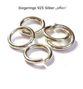 1000 St&uuml;ck Biegeringe offen &Oslash; 3,3 mm 925 Silber